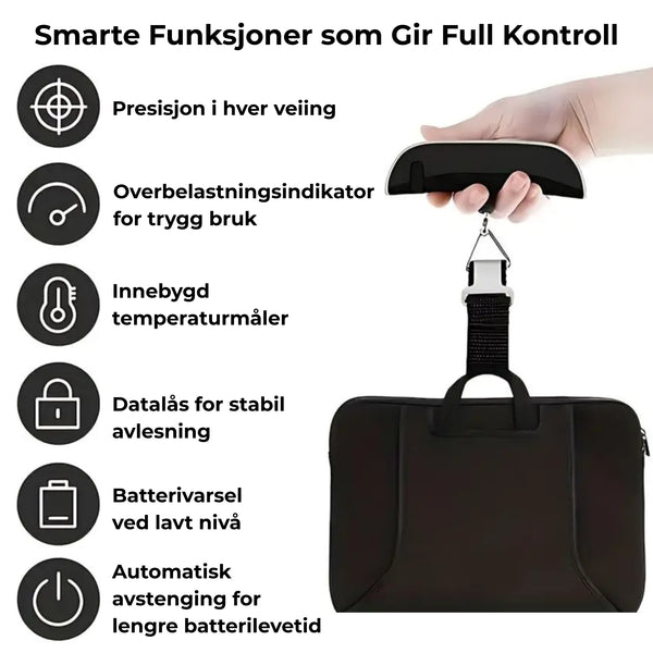 Elektronisk Reisevekt 50 kg – Digital Bagasjevekt med LCD-skjerm & Temperaturmåling