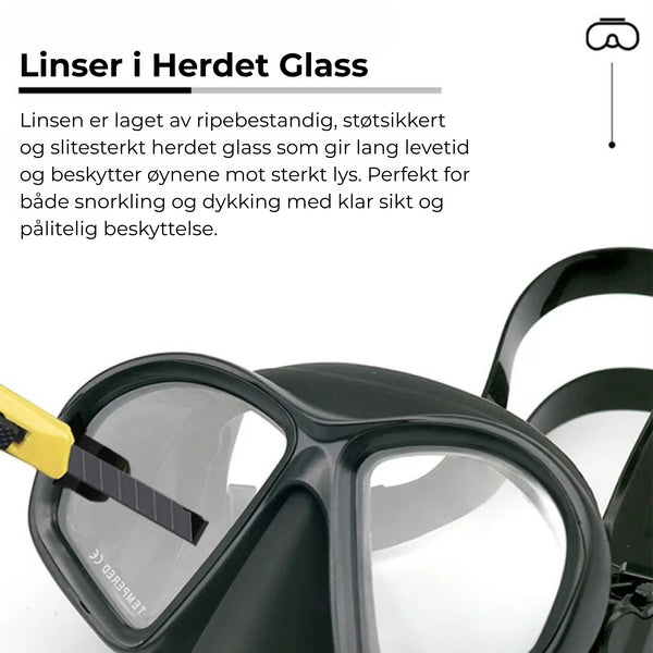Premium Dykkermaske med Herdet Glass, Antidugg og Kamerafeste