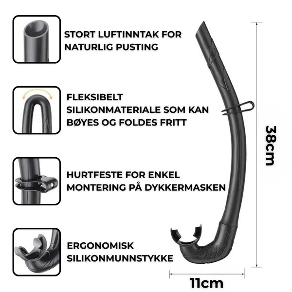 Myk Fleksibel Snorkel I Silikon – Med Oppbevaringsetui