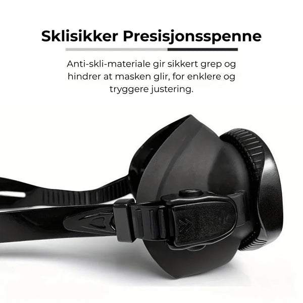 Premium dykkermaske med herdet glass, anti-dugg og kamerafeste