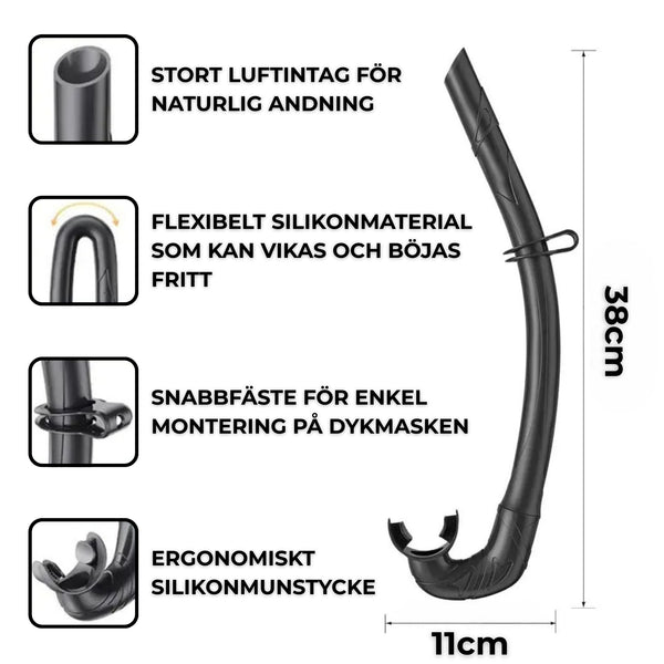 Mjuk Flexibel Snorkel i Silikon – Med Förvaringsfodral